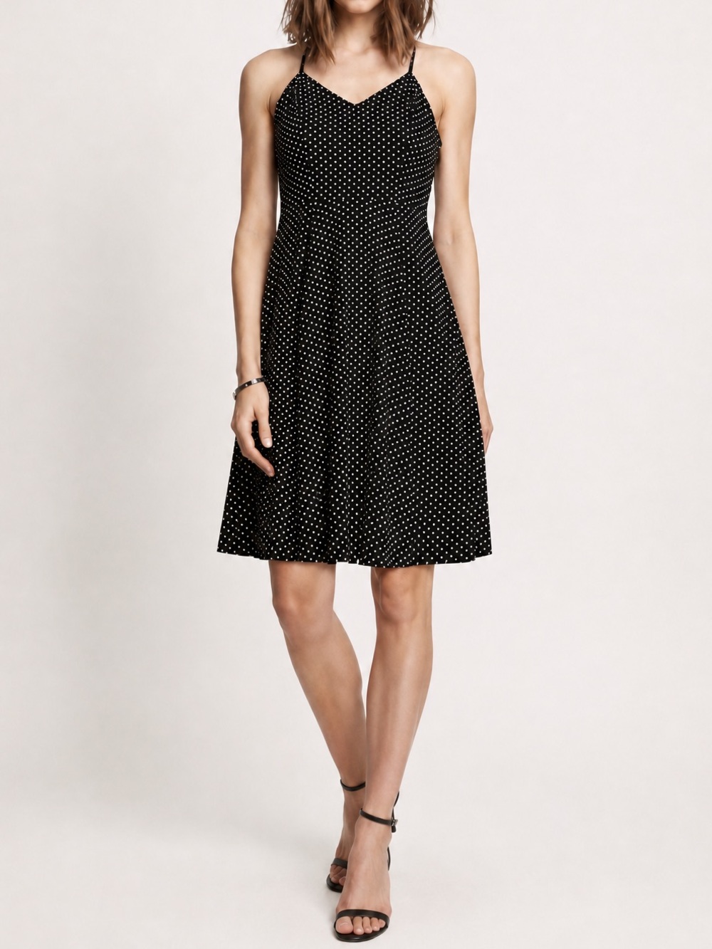 Express Polka Dot Halter Mini Dress Black White Dot Print Sleeveless